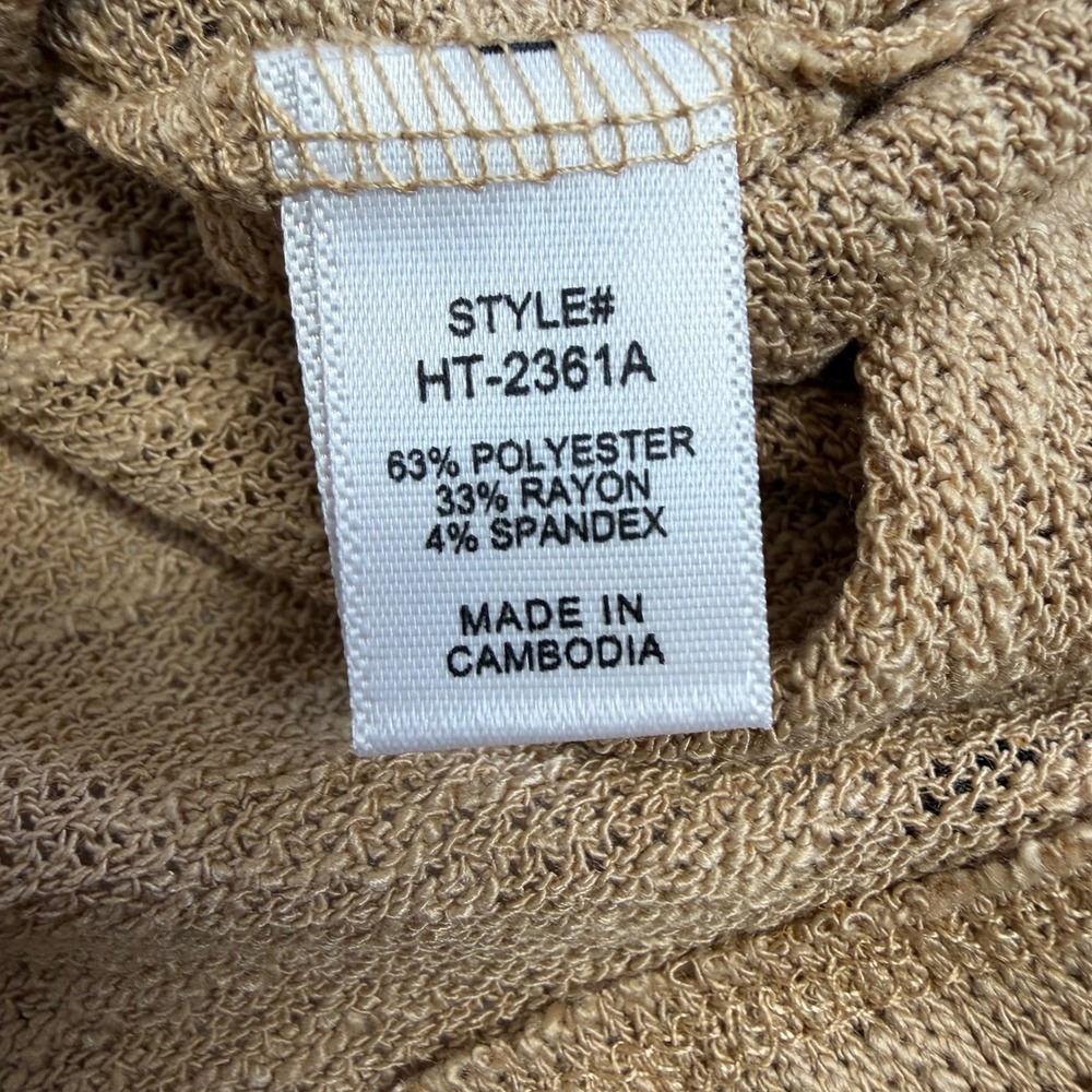 Zenana Tan Marl V-Neck Lightweight Knit Boxy Short Sleeve Top Crop Medium NWOT - Picture 4 of 7